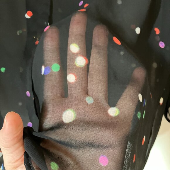 Philosophy Sheer Multi colored Polka dot top | L - Picture 8 of 8